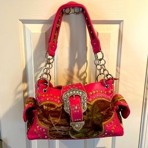BHW Brand Purse: Hot Pink, Camo and Rhinestone